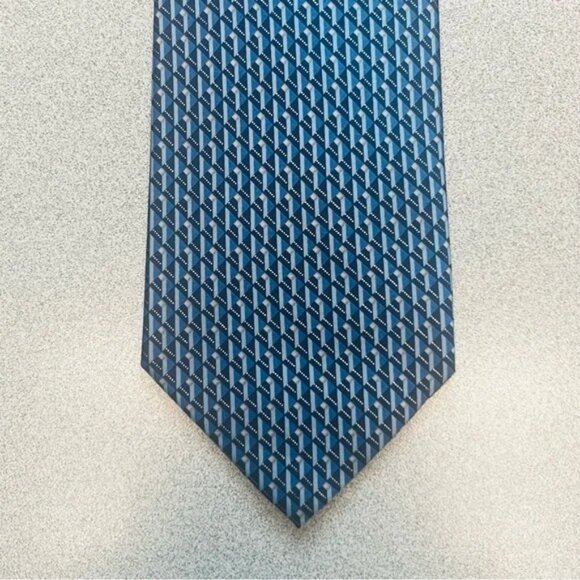 Arrow 100% Silk Geometric Print Blue Men's Necktie - Picture 2 of 5